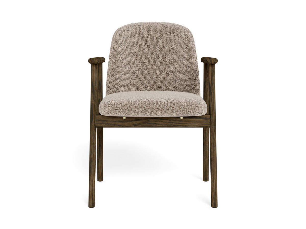 STOL MED ARMSTÖD 2 styck  bouclé  - beige/mörkbrun, Modern, trä/textil (55,5/80,5/57cm) - MID.YOU