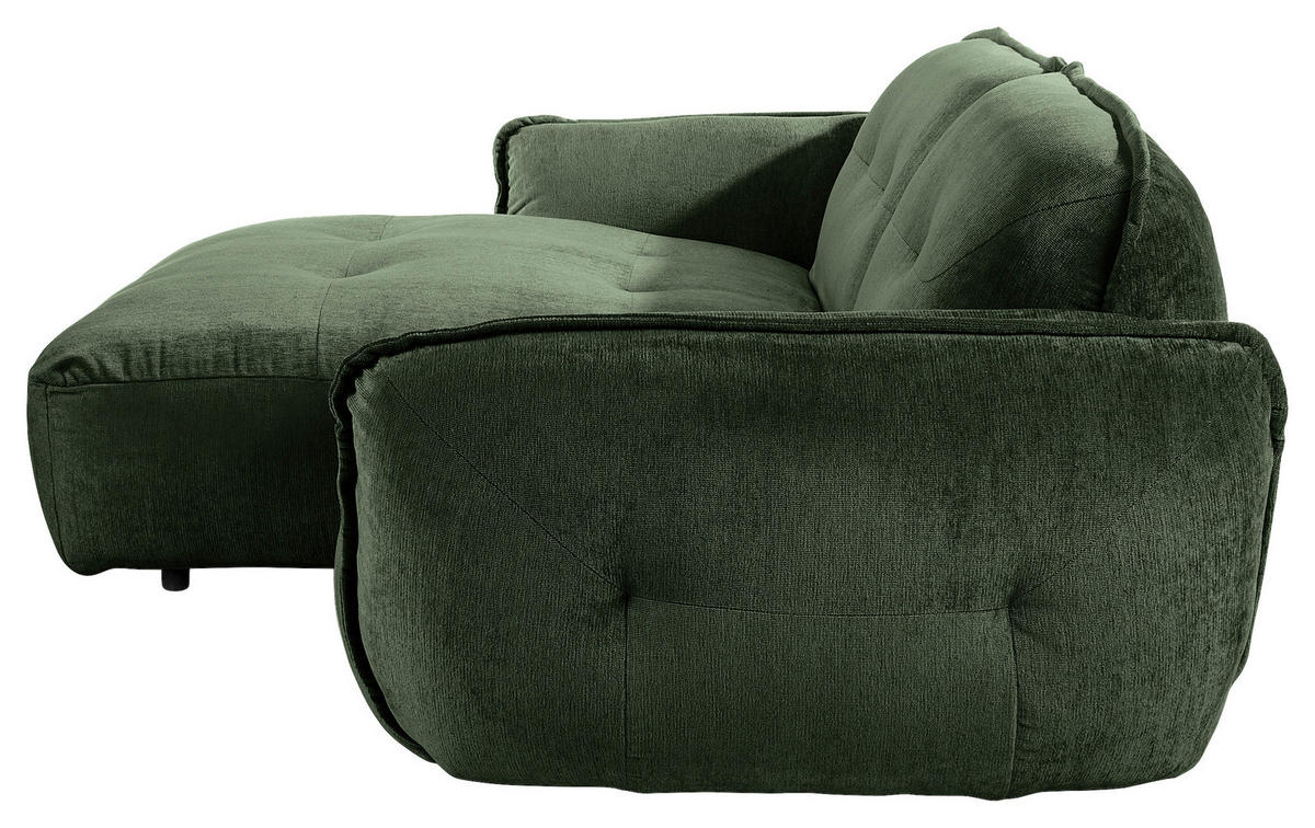 ECKSOFA in Chenille Dunkelgrün  184/269 cm  - Dunkelgrün/Schwarz, MODERN, Kunststoff/Textil (184/269cm) - Trendmanufaktur
