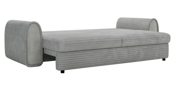 SCHLAFSOFA in Cord, Feincord Hellgrau  - Hellgrau/Schwarz, KONVENTIONELL, Kunststoff/Textil (240/83/116cm) - Carryhome