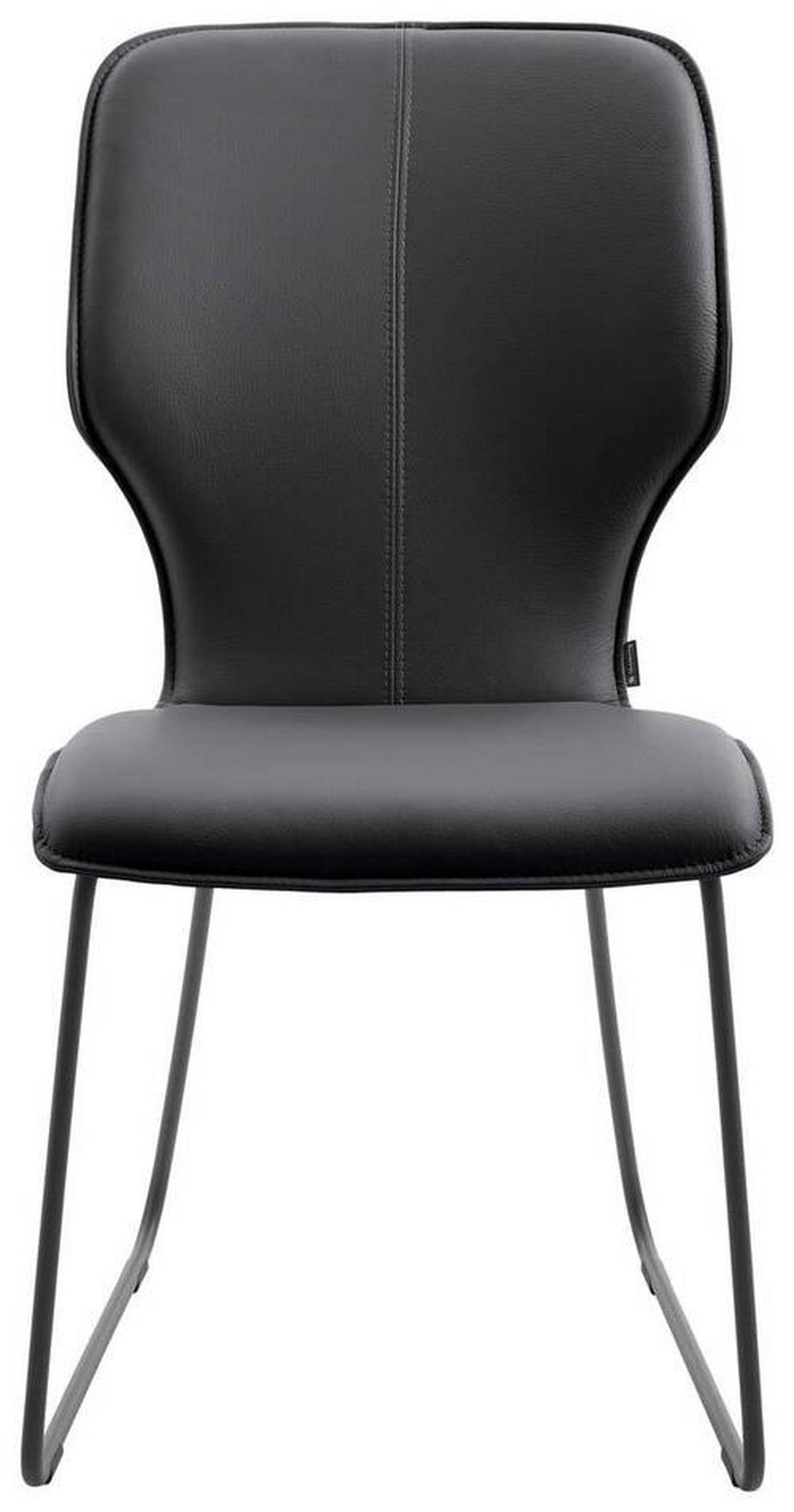 STUHL Echtleder Graphitfarben  - Dunkelgrau/Graphitfarben, Design, Leder/Metall (49/95/63cm) - Musterring