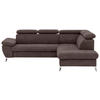 ECKSOFA in Mikrofaser Dunkelbraun  - Chromfarben/Dunkelbraun, Konventionell, Textil/Metall (256/209cm) - Livetastic