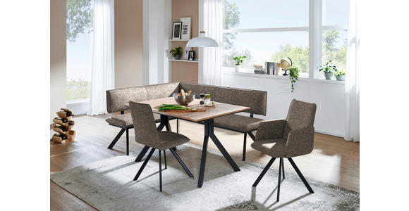 ECKBANK 140/180 cm in Schwarz, Hellbraun - Hellbraun/Schwarz, MODERN, Textil/Metall (140/180cm) - Cantus