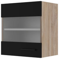 KÜCHENOBERSCHRANK 50/54,8/32 cm  in Schwarz, Eichefarben, Klar  - Klar/Eichefarben, KONVENTIONELL, Holzwerkstoff/Metall (50/54,8/32cm) - FlexWell
