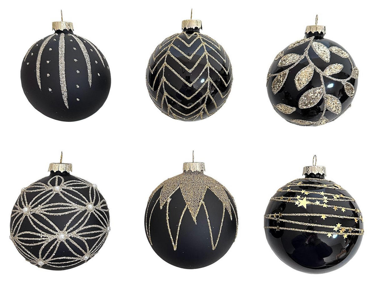 KUGLICA ZA BOR - crna, Lifestyle, staklo/metal (8cm) - X-Mas
