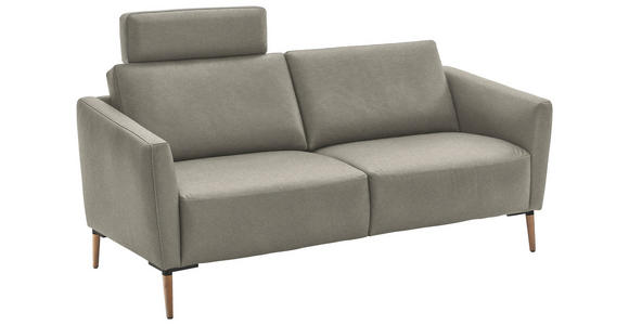2-SITZER-SOFA  in Echtleder Hellgrau   - Eichefarben/Beige, Natur, Leder/Holz (207/86/87cm) - Valnatura