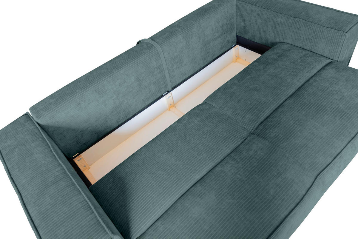 BIGSOFA Flachgewebe Blau  - Chromfarben/Blau, KONVENTIONELL, Textil/Metall (256/68/122cm) - Carryhome