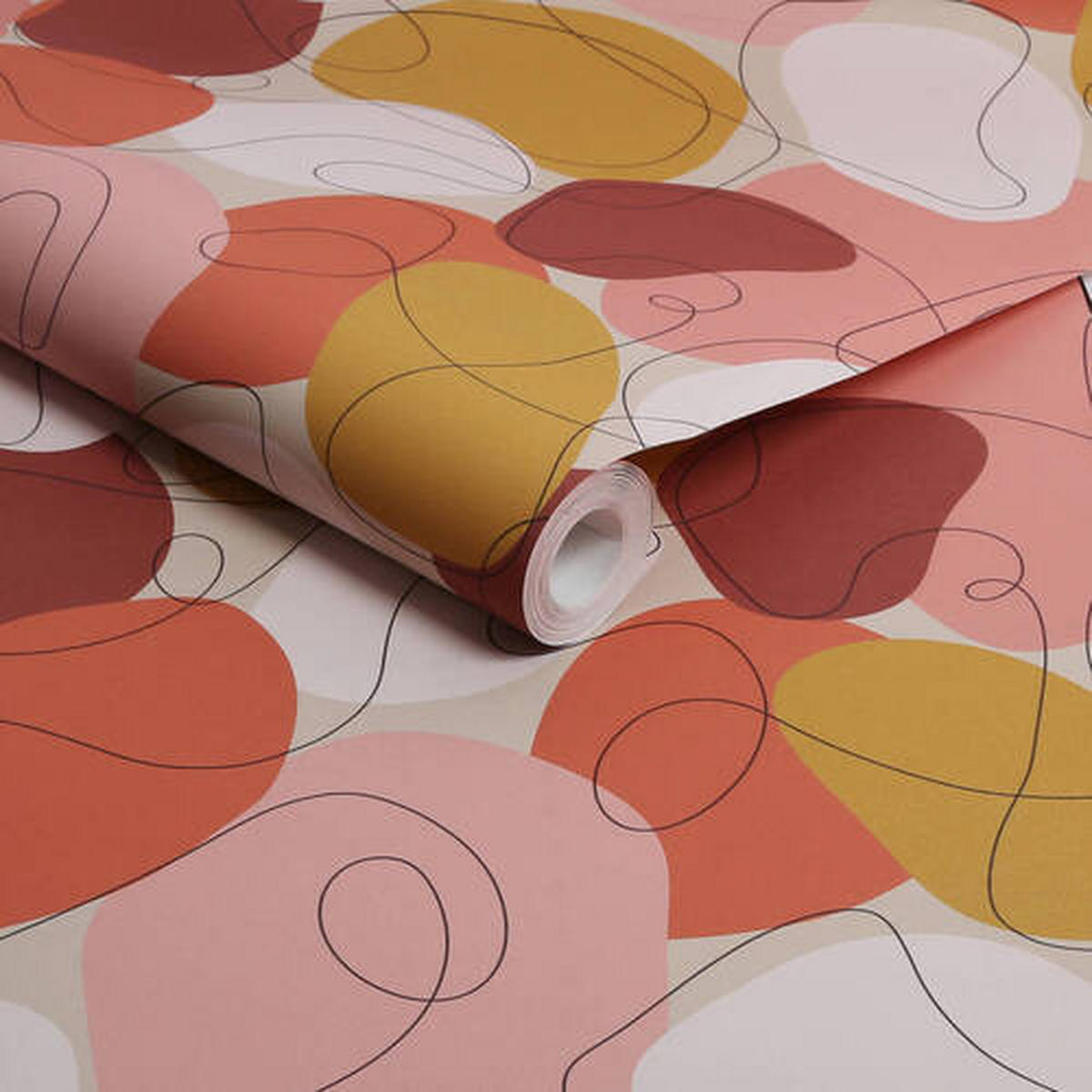 VLIESTAPETE - Pink/Orange, Basics, Papier/Kunststoff (52/1000cm)