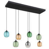 LED-HÄNGELEUCHTE 102/32/150 cm  - Blau/Dunkelgrün, LIFESTYLE, Glas/Kunststoff (102/32/150cm)