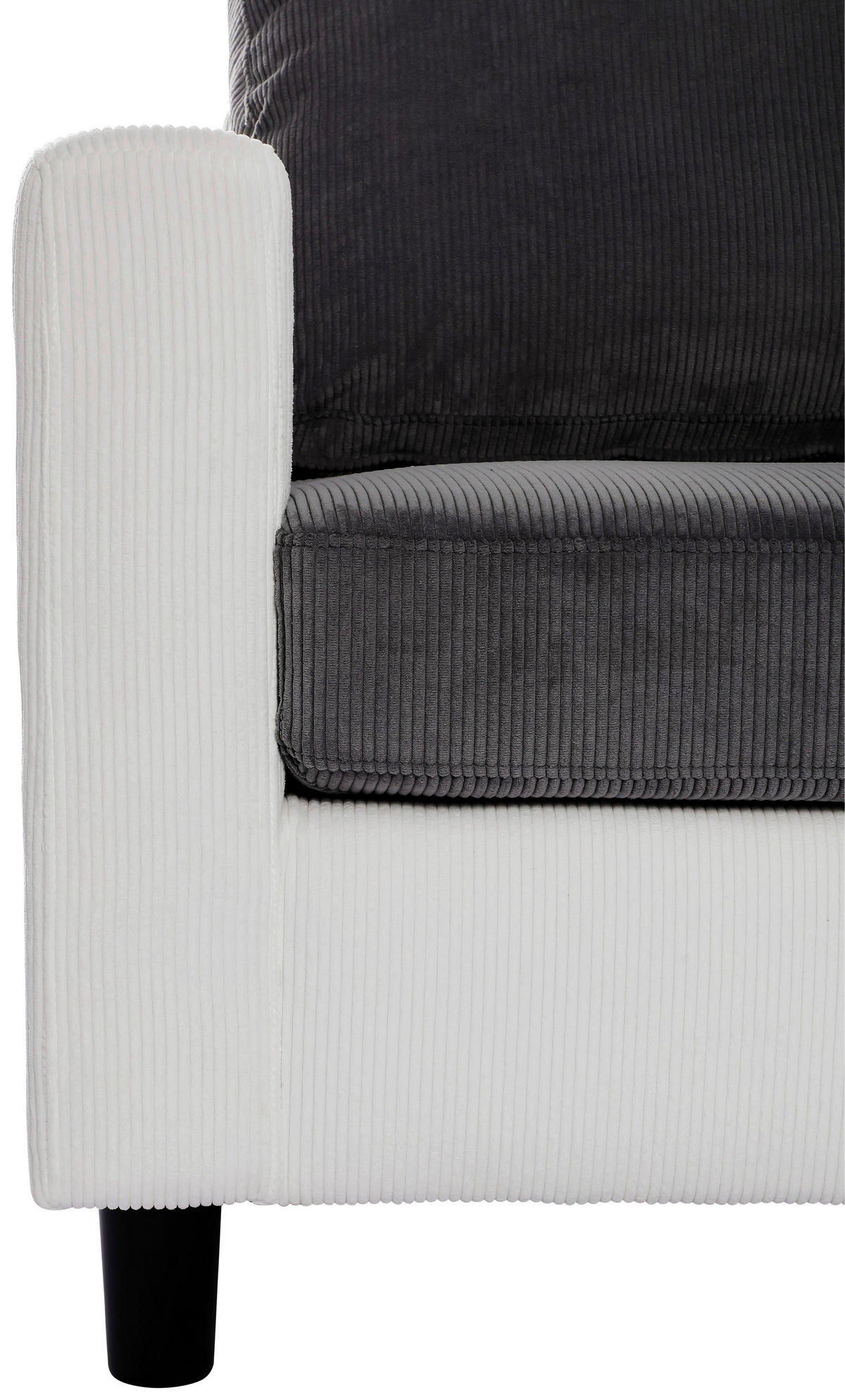 ECKSOFA Dunkelgrau Cord  - Dunkelgrau/Schwarz, Design, Kunststoff/Textil (198/135cm) - P & B