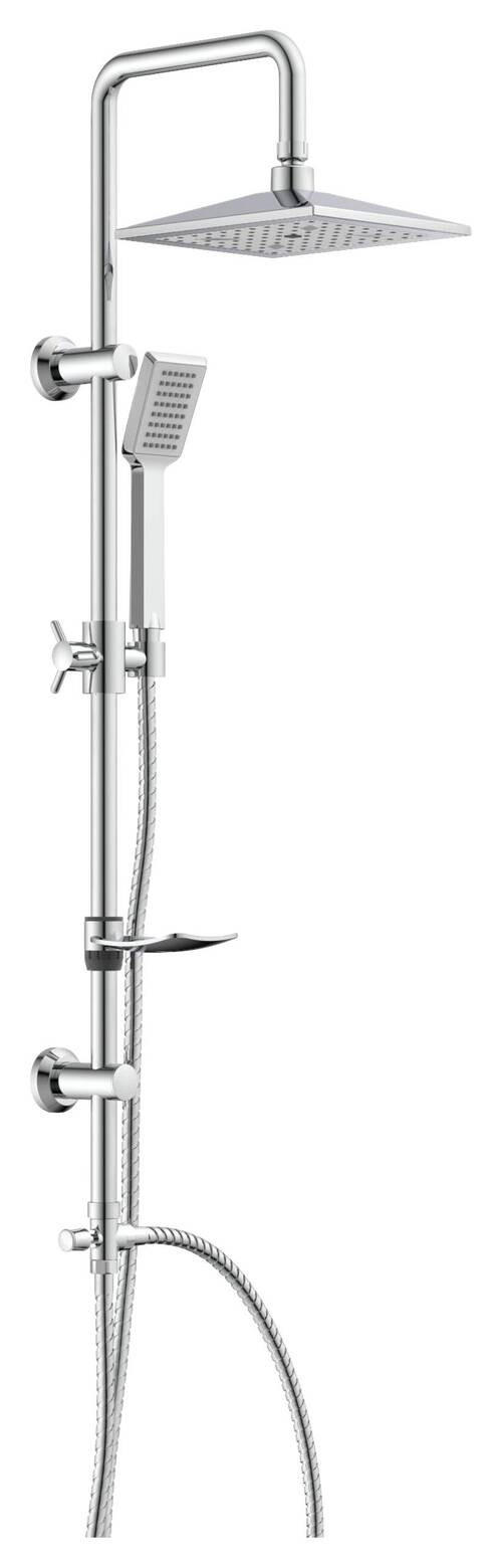 ÜBERKOPFBRAUSESET  - Chromfarben, Basics, Kunststoff/Metall (2,2/105/34cm)