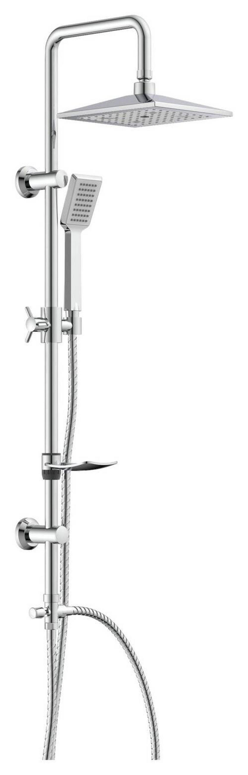 ÜBERKOPFBRAUSESET  - Chromfarben, Basics, Kunststoff/Metall (2,2/105/34cm)