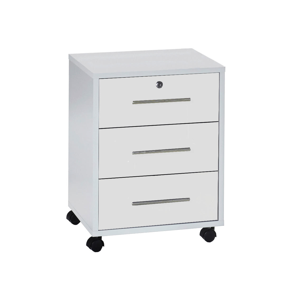 ROLLCONTAINER Weiß  - Silberfarben/Weiß, LIFESTYLE, Holzwerkstoff/Metall (44/58/40cm) - MID.YOU
