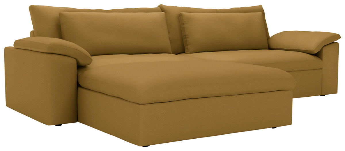 ECKSOFA  Chenille Currygelb  - Currygelb/Schwarz, Modern, Kunststoff/Textil (198/306cm) - Carryhome