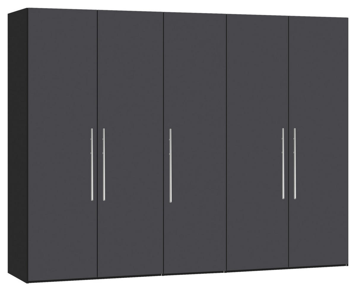 DREHTÜRENSCHRANK  in Anthrazit, Schwarz  - Edelstahlfarben/Anthrazit, Design, Holzwerkstoff (253/195/59cm) - Carryhome