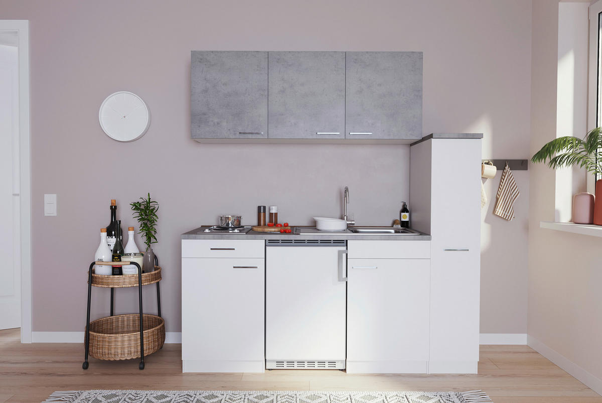 KÜCHENBLOCK 180 cm   in Weiß, Hellgrau  - Hellgrau/Weiß, MODERN, Holzwerkstoff (180cm) - Respekta