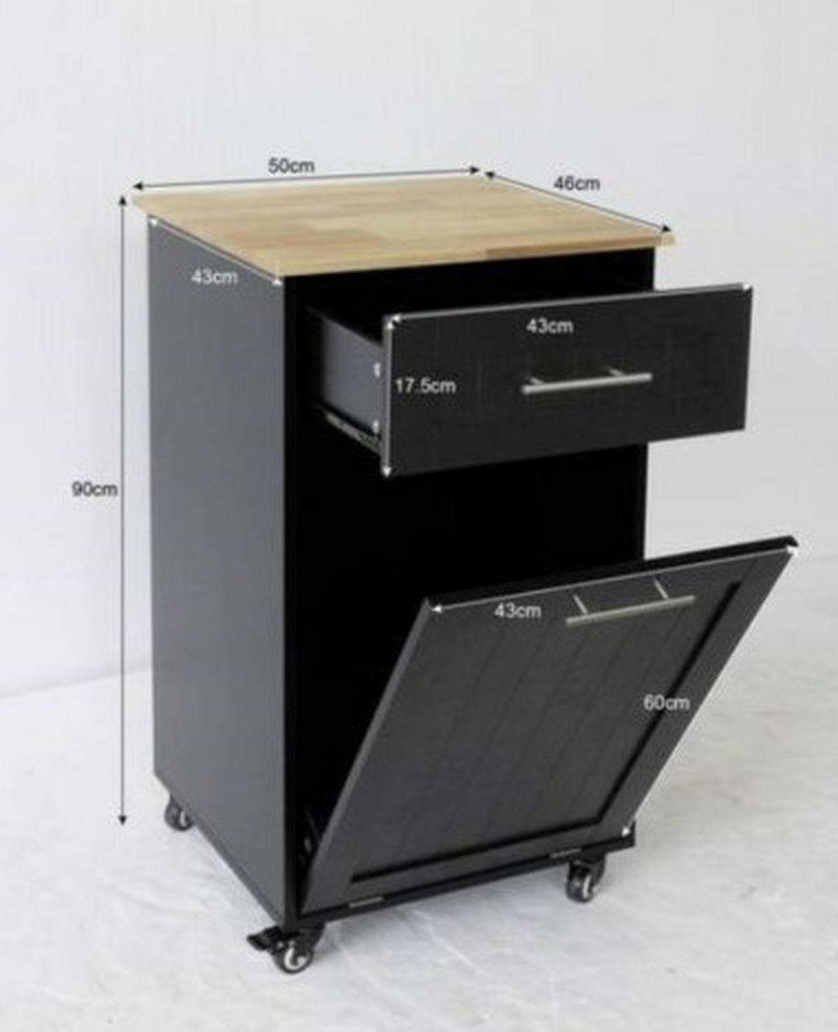 SERVIERWAGEN in Schwarz  - Silberfarben/Schwarz, Basics, Holz/Holzwerkstoff (50/90/46cm) - MID.YOU