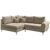 ECKSOFA Sandfarben Mikrovelours  - Sandfarben/Kieferfarben, KONVENTIONELL, Kunststoff/Textil (175/249cm) - MID.YOU