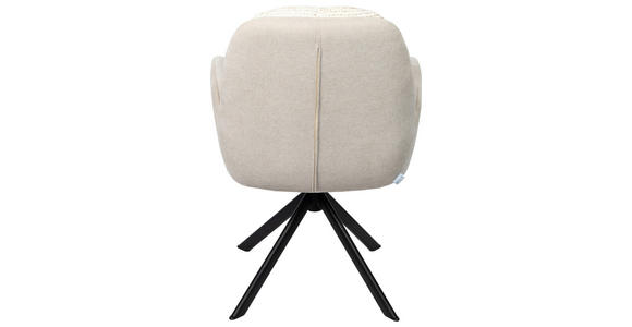 ARMLEHNSTUHL  in Eisen Webstoff  - Beige/Schwarz, Design, Textil/Metall (59/90/64cm) - Linea Natura