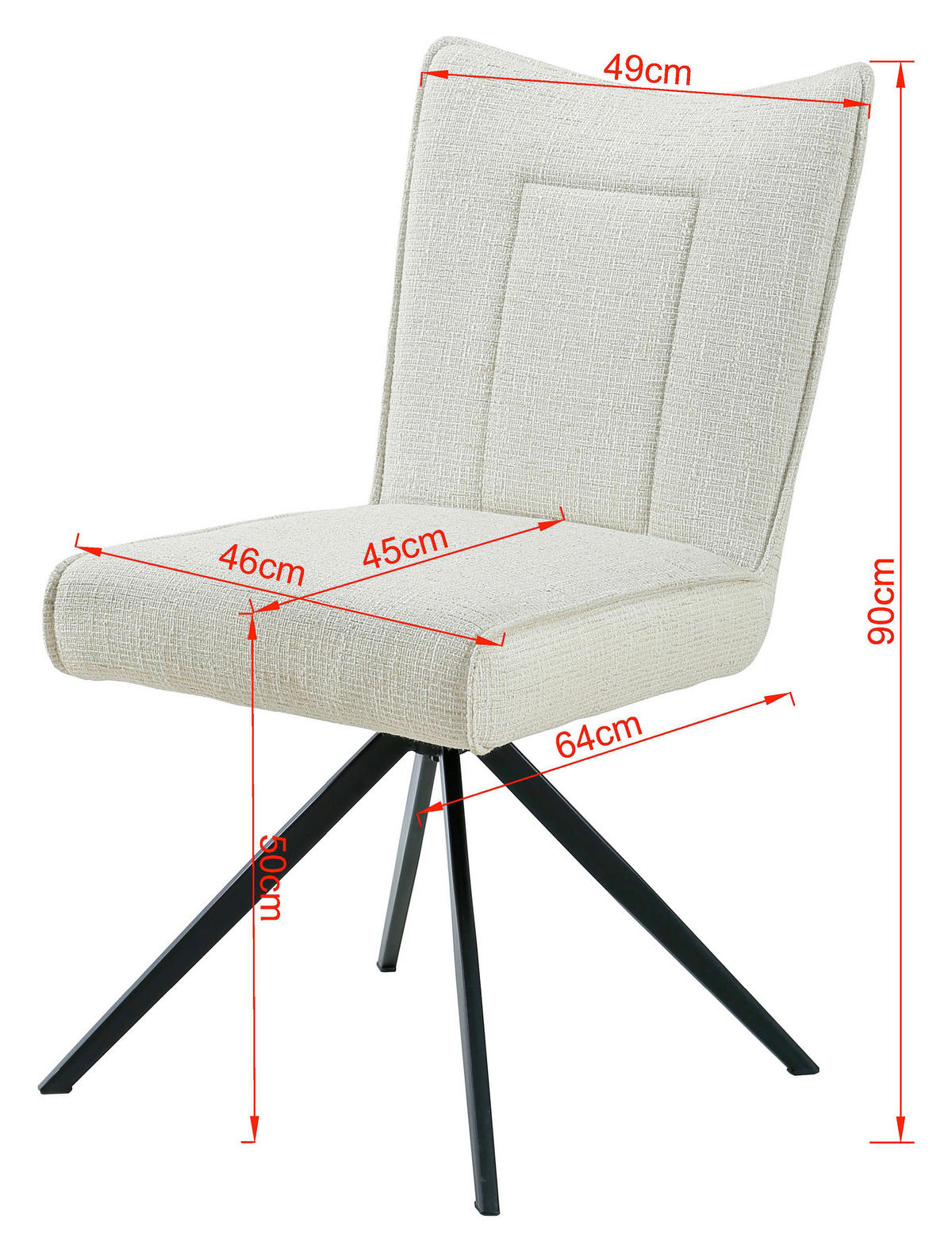 STOL järn vävt tyg  - beige/svart, Design, metall/textil (49/89/66cm) - Carryhome