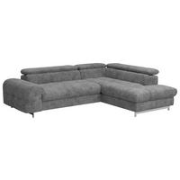 ECKSOFA in Mikrofaser Grau  - Chromfarben/Grau, Konventionell, Textil/Metall (257/206cm) - Livetastic
