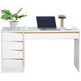 SCHREIBTISCH 140/60/76 cm  in Weiß, Eichefarben  - Eichefarben/Weiß, MODERN, Holzwerkstoff (140/60/76cm) - Venda