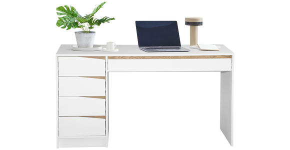 SCHREIBTISCH 140/60/76 cm  in Weiß, Eichefarben  - Eichefarben/Weiß, MODERN, Holzwerkstoff (140/60/76cm) - Venda