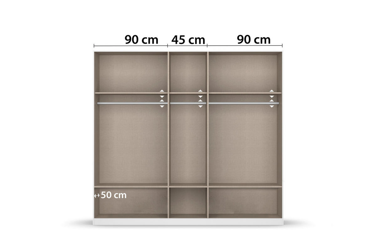 KLEIDERSCHRANK  in Weiß, Eiche Artisan  - Weiß/Eiche Artisan, Basics, Holzwerkstoff/Metall (226/210/54cm) - Boxxx