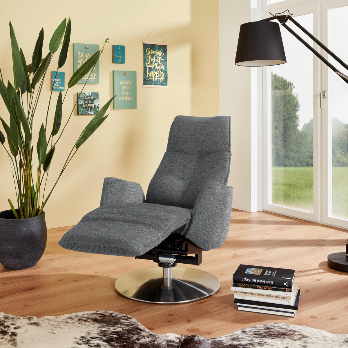 RELAXSESSEL in Textil Hellgrau  - Anthrazit/Hellgrau, Design, Textil/Metall (71/114/84cm) - Johann Jakob