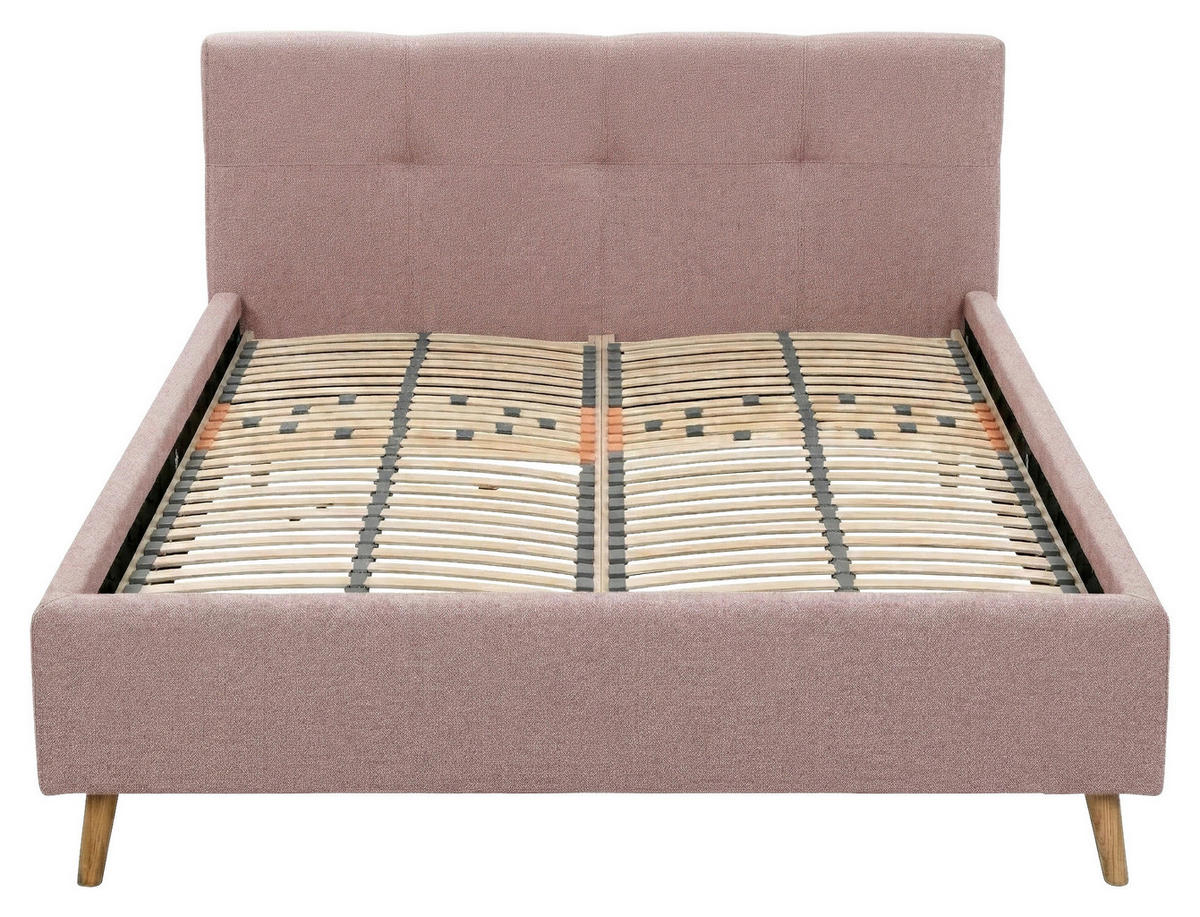 POLSTERBETT 180/200 cm,  in Pink, Lattenrost, Bettkasten,  - Pink/Eichefarben, MODERN, Holz/Textil (180/200cm) - MID.YOU