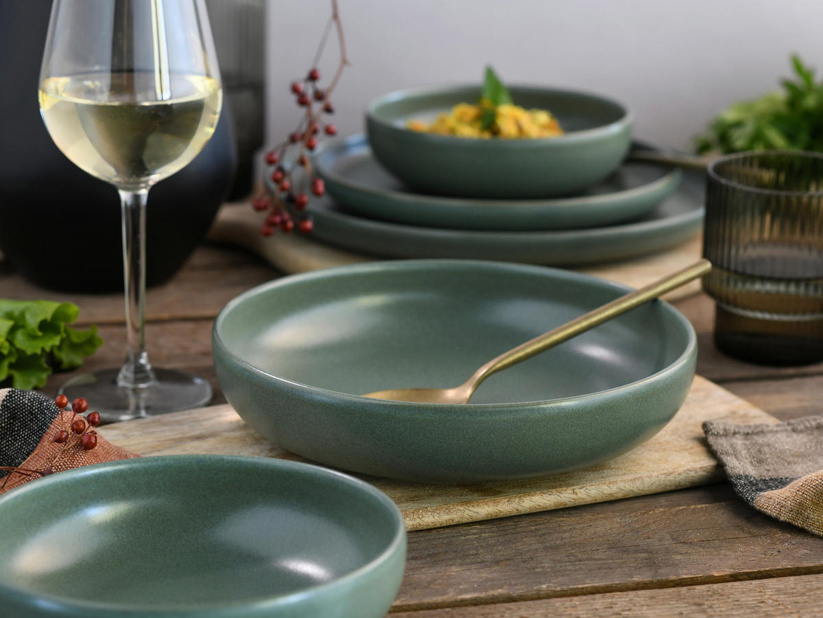 TAFELSERVICE Uno 8-teilig  - Salbeigrün, Basics, Keramik - Creatable
