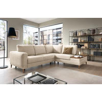 ECKSOFA in Webstoff Silberfarben  - Eschefarben/Silberfarben, Modern, Holz/Textil (260/90/204cm) - Trendmanufaktur