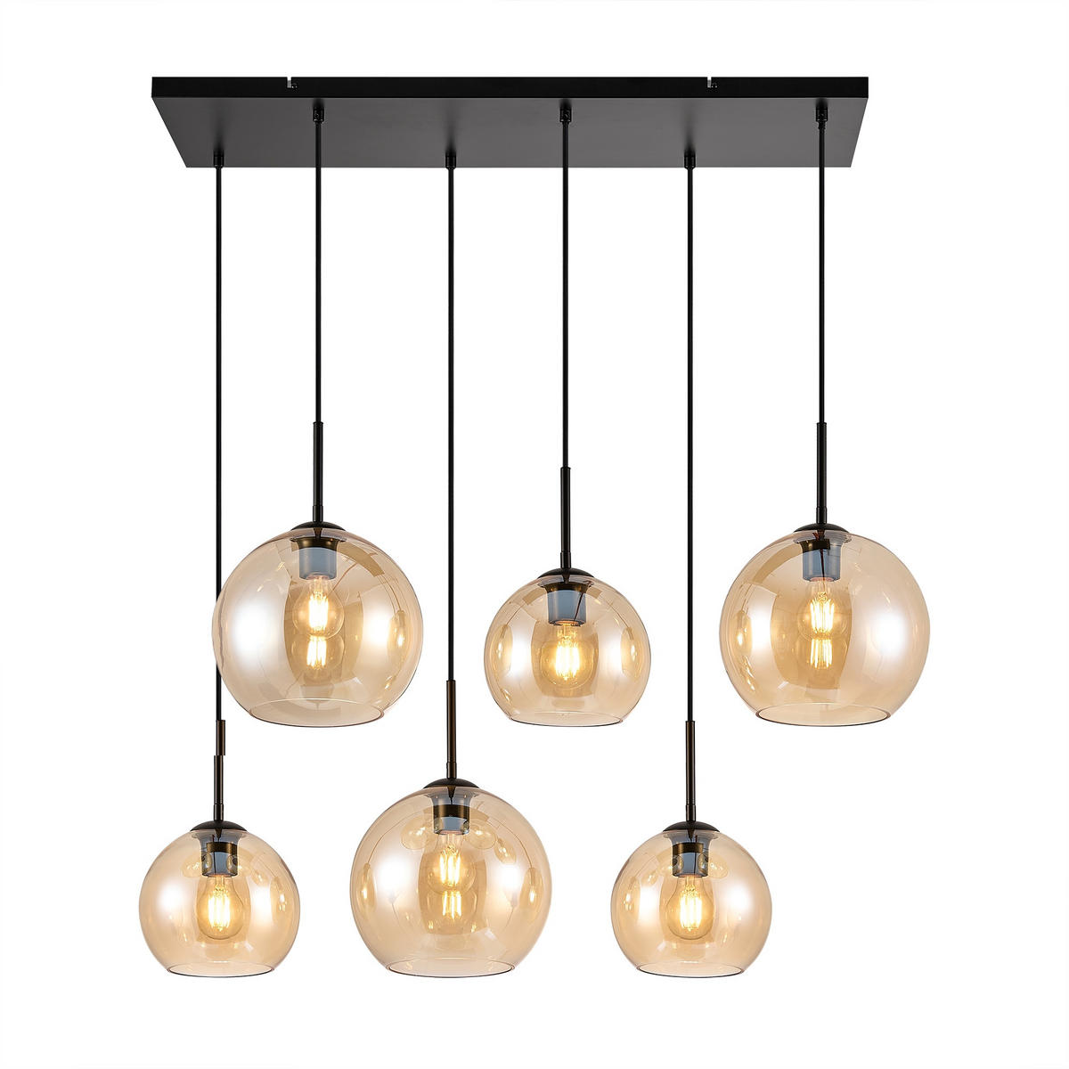 HÄNGELEUCHTE Amelie 97,5/42,5/150 cm   - Bernsteinfarben, Basics, Glas/Metall (97,5/42,5/150cm) - Novel