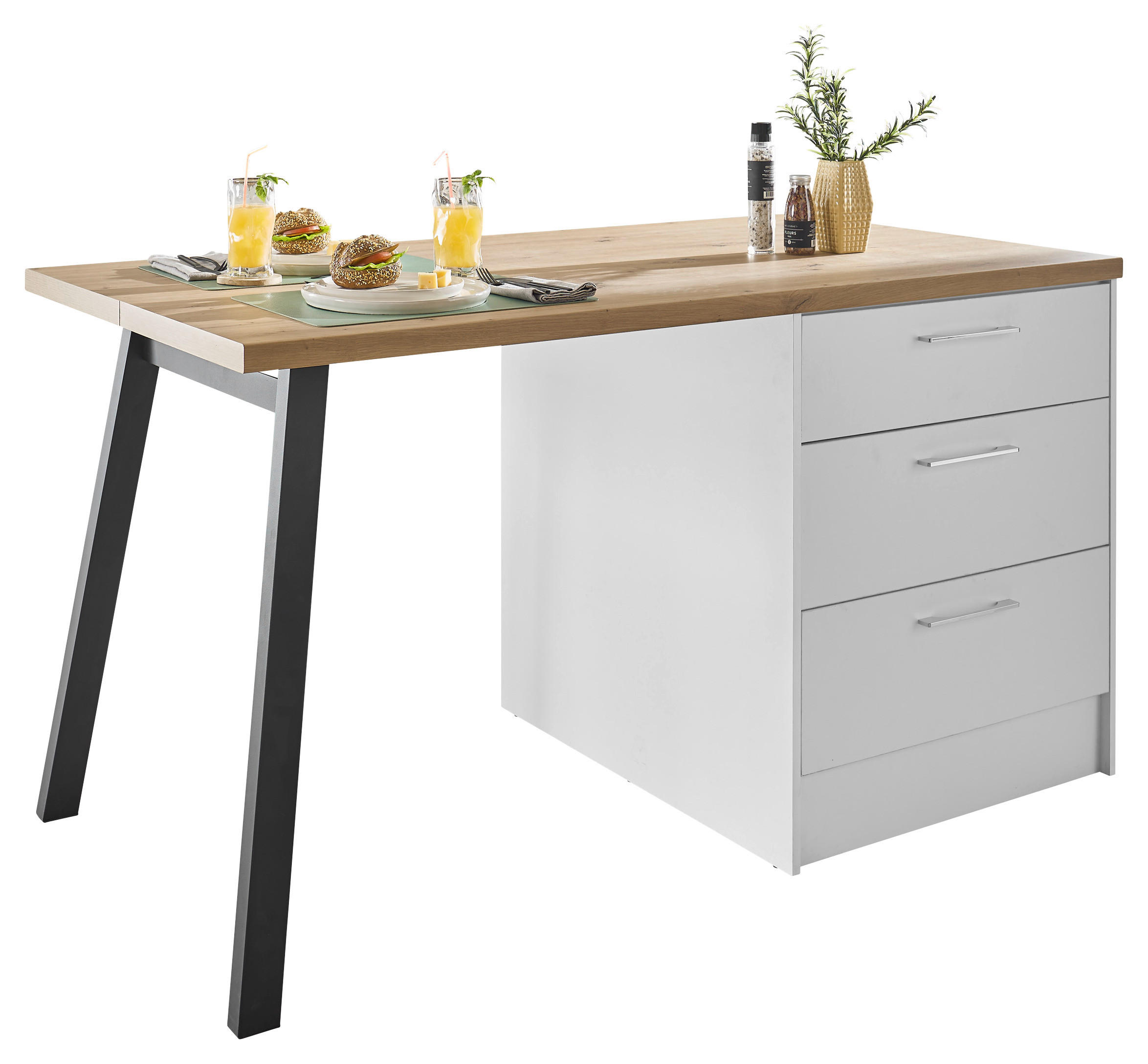KUHINJSKI OTOK - barve kroma/bela, Trend, kovina/leseni material (150/91/90cm) - MID.YOU
