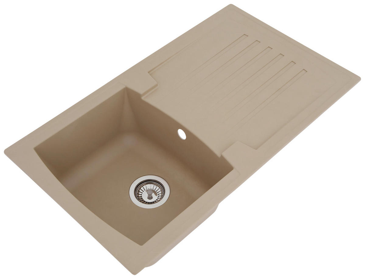 SPÜLE 1712BOSTON86X50B  - Beige, Trend, Glas/Kunststoff (86/20/50cm) - Respekta