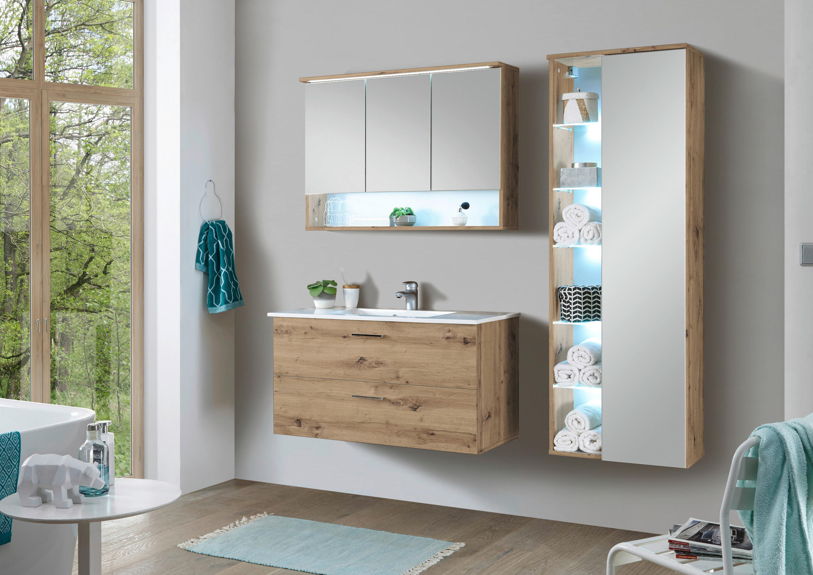 SPIEGELSCHRANK 99/70/23 cm  - Eichefarben, Natur, Glas/Holzwerkstoff (99/70/23cm) - Xora