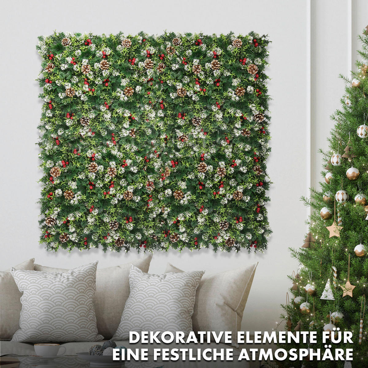 Wandverkleidung Pflanzenwand  Kunststoff  - Dunkelgrün/Rot, Trend, Kunststoff (50/50cm) - Floordirekt