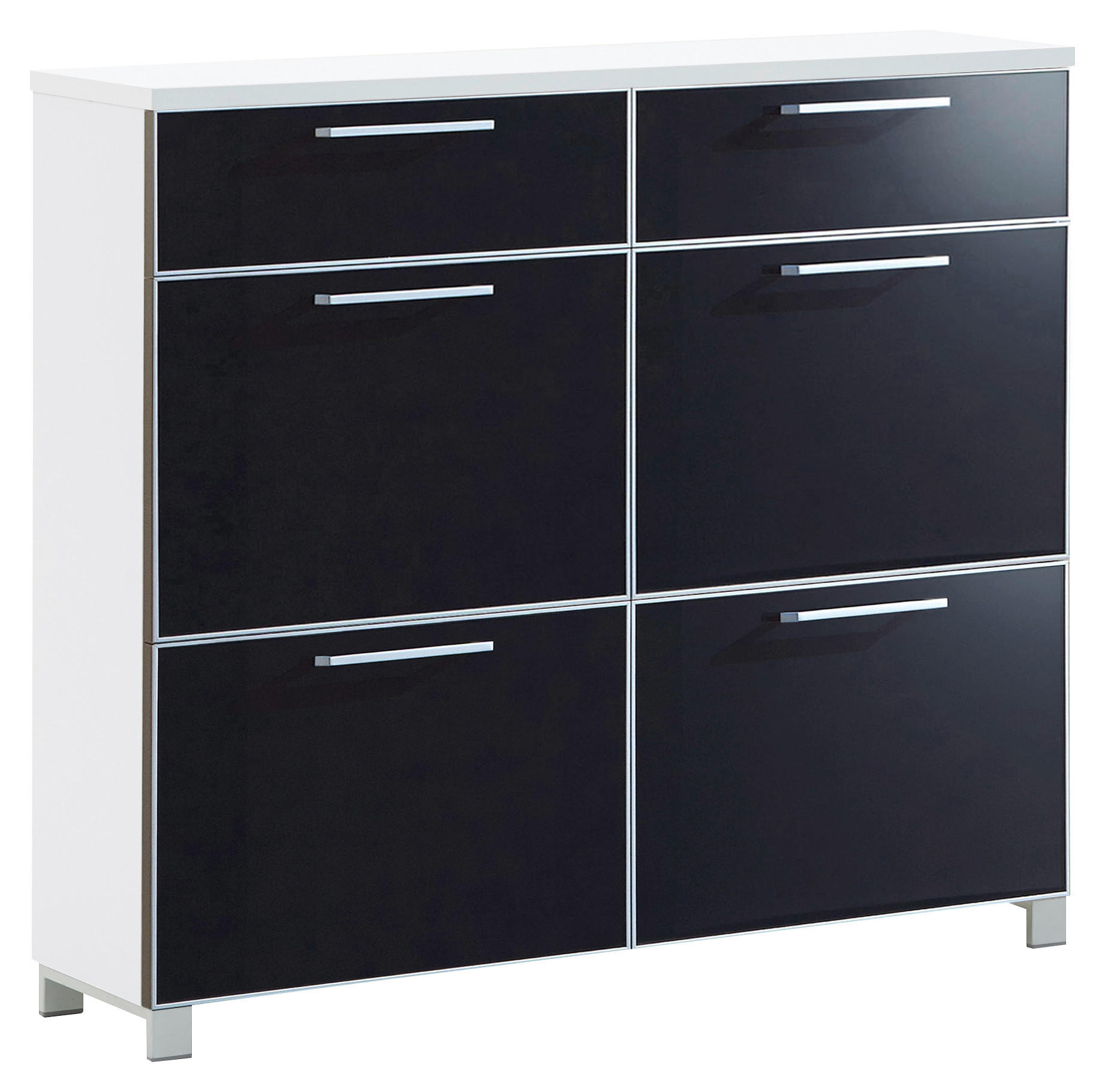 SCHUHSCHRANK Santina  in 121/108/31 cm  - Chromfarben/Anthrazit, Design, Glas/Holzwerkstoff (121/108/31cm) - Novel