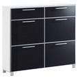 SCHUHSCHRANK Santina  in 121/108/31 cm  - Chromfarben/Anthrazit, Design, Glas/Holzwerkstoff (121/108/31cm) - Novel