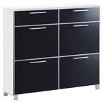 SCHUHSCHRANK Santina  in 121/108/31 cm  - Chromfarben/Anthrazit, Design, Glas/Holzwerkstoff (121/108/31cm) - Novel
