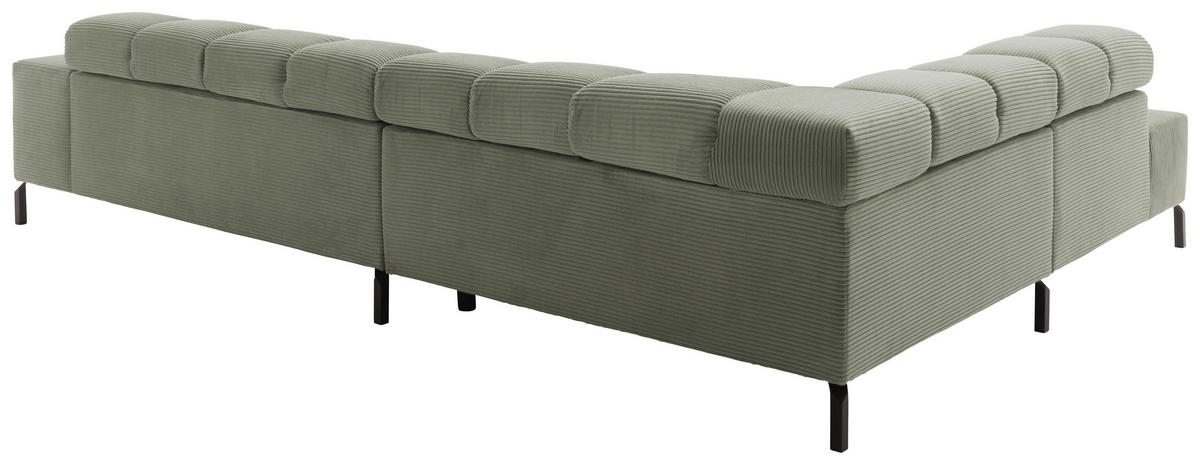 ECKSOFA in Cord Dunkelgrün  - Dunkelgrün/Schwarz, Design, Textil/Metall (216/321cm) - Hom`in