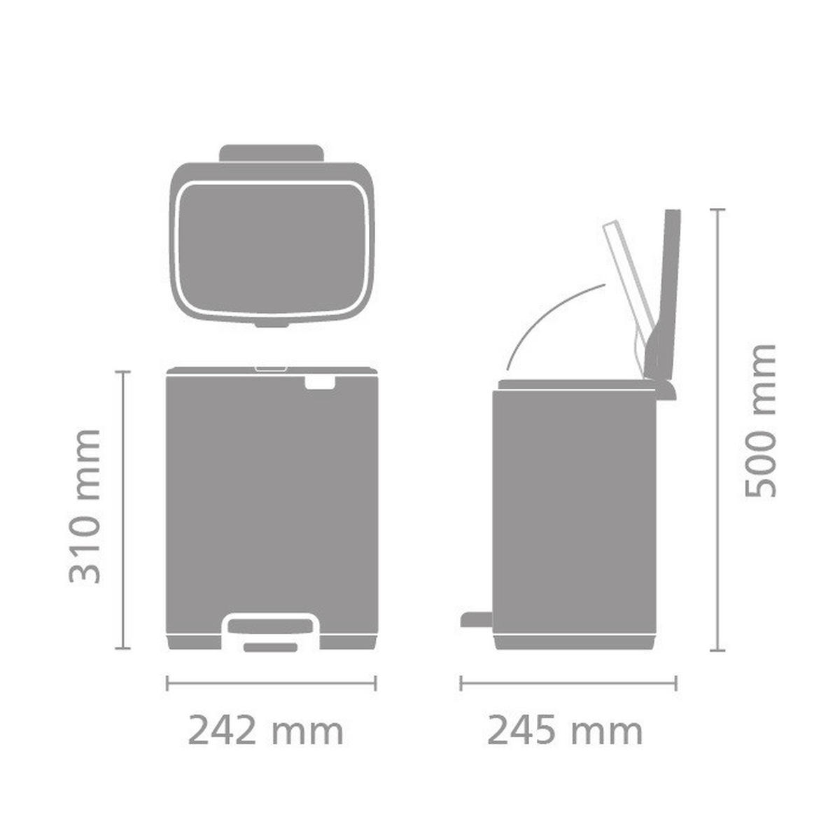 KANTA SA PAPUČICOM  7 l   - antracit/platinasta, Osnovno, metal/plastika (24,2/31/24,2cm) - Brabantia