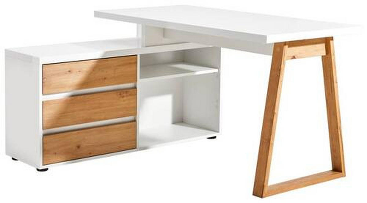 ECKSCHREIBTISCH 135/120/75 cm  in Weiß, Eiche Artisan  - Weiß/Eiche Artisan, MODERN, Holzwerkstoff (135/120/75cm) - Stylife