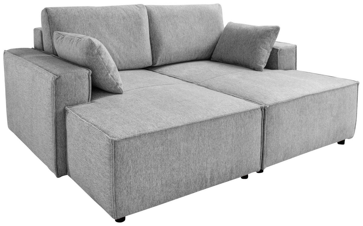 BIGSOFA in Chenille Silberfarben  - Silberfarben/Schwarz, Modern, Kunststoff/Textil (188/86/154cm) - Livetastic