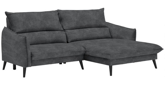 ECKSOFA in Velours Anthrazit  - Anthrazit/Schwarz, Design, Holz/Textil (238/170cm) - Carryhome