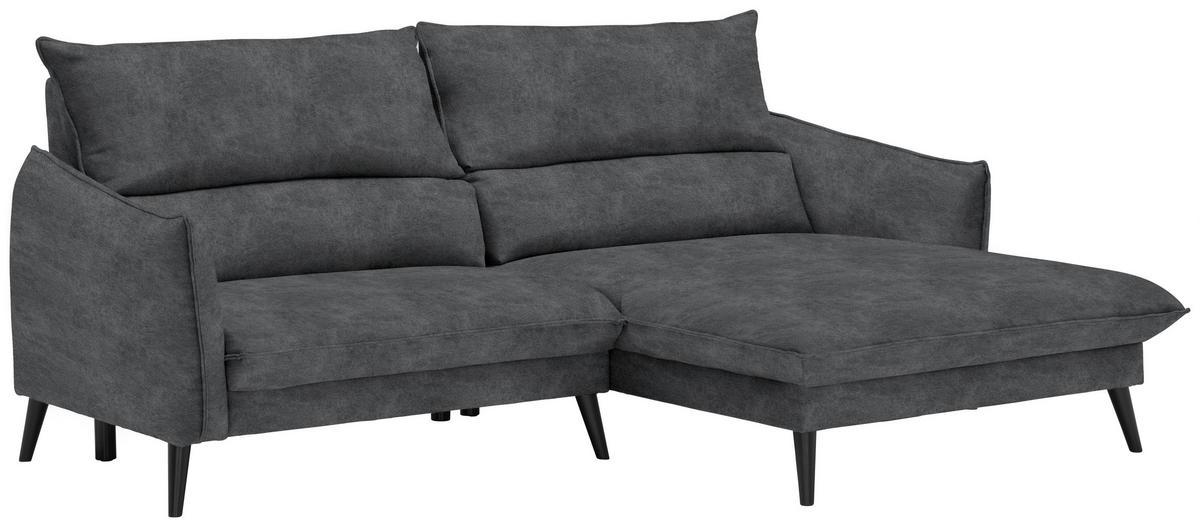 ECKSOFA in Velours Anthrazit  238/170 cm  - Anthrazit/Schwarz, Design, Holz/Textil (238/170cm) - Carryhome