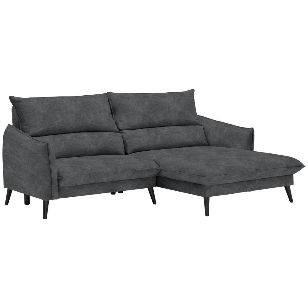 Thumbnail - Carryhome Ecksofa, Anthrazit, Textil, Kiefer, massiv, Füllung: Silikon, Ottomane rechts, L-Form, 238x170 cm, Stoffauswah...