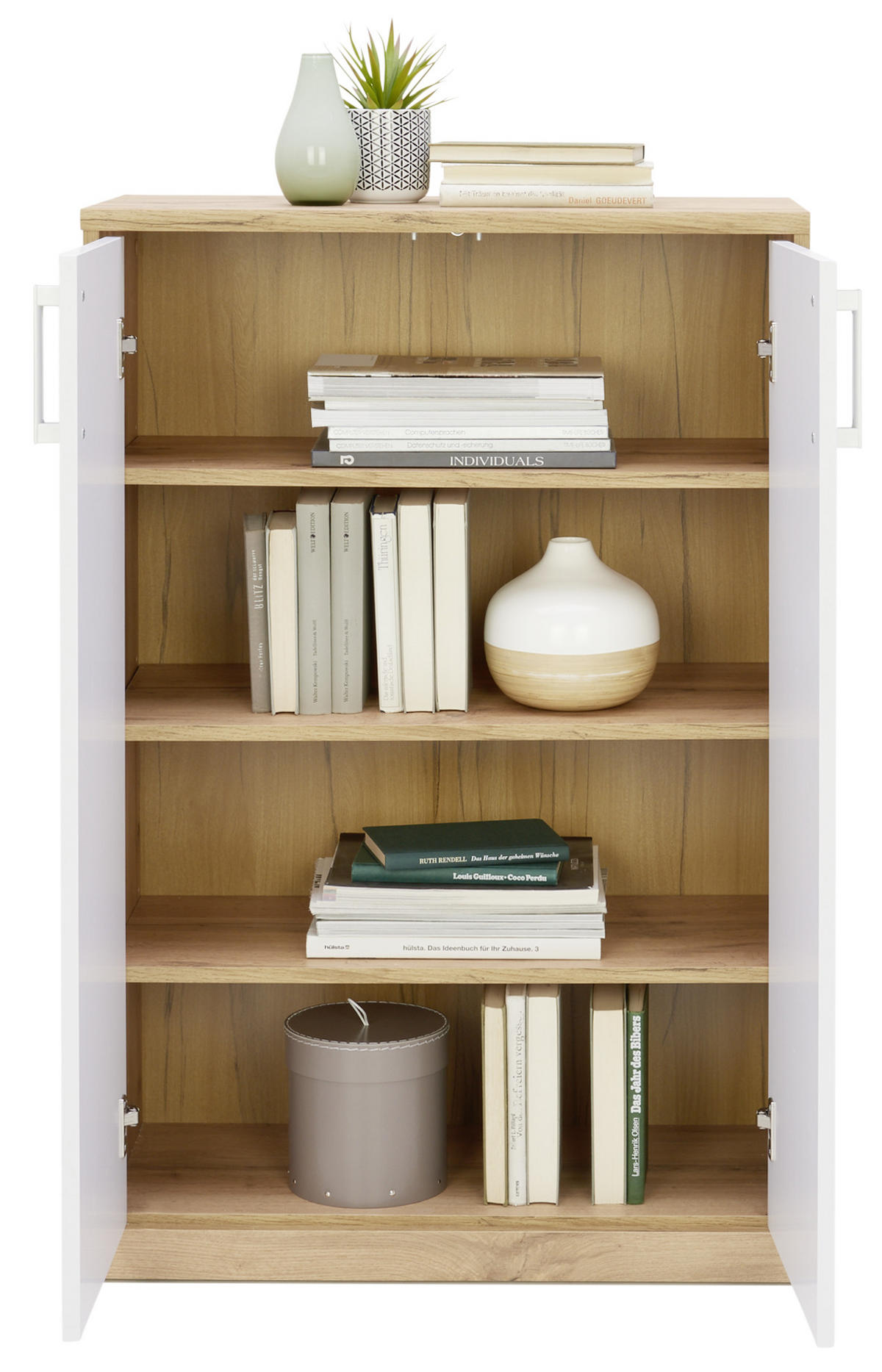 KOMMODE 72,0/110,0/36,0 cm  in Weiss, Eiche Wotan  - Weiss/Silberfarben, Konventionell, Holzwerkstoff/Kunststoff (72,0/110,0/36,0cm) - Xora