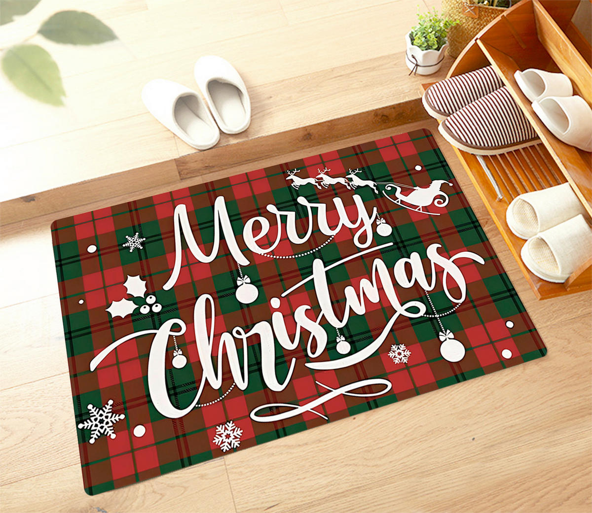 LÁBTÖRLŐ  - piros/fehér, Basics, műanyag (73,5/44/0,3cm) - X-Mas