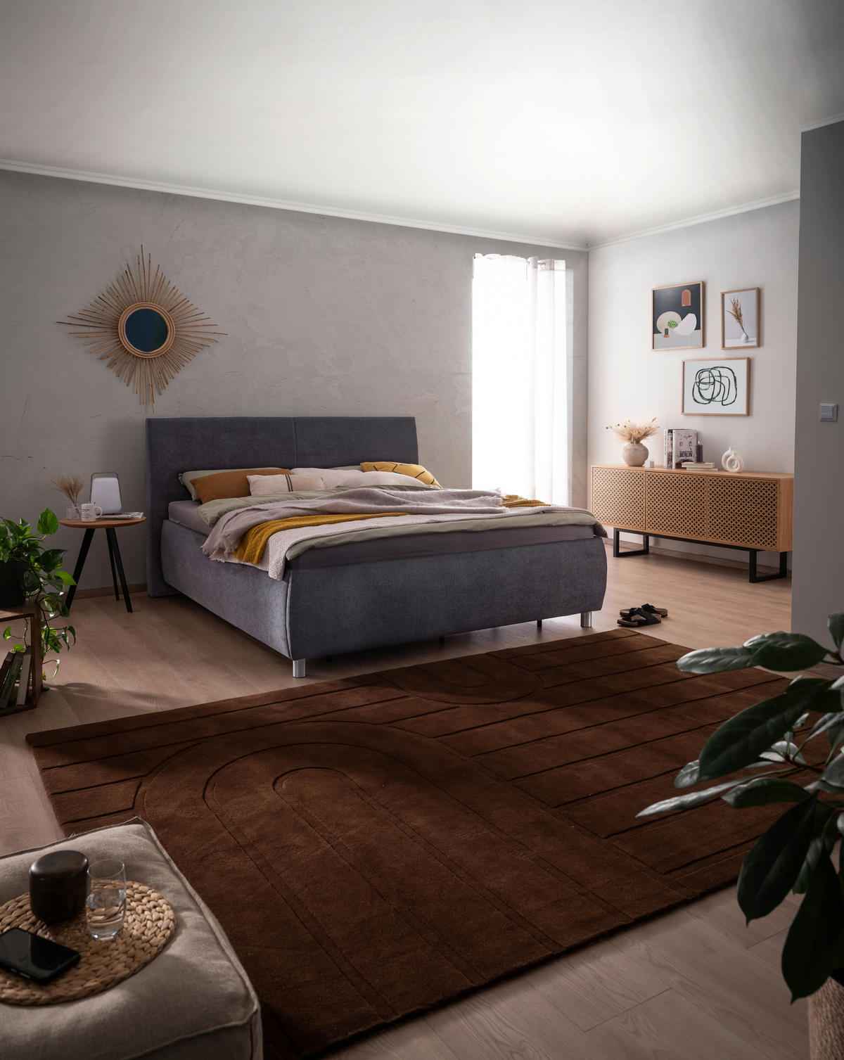 OBLAZINJENA POSTELJA   x  ,  - barve aluminija, Basics, les (180/200cm) - Esposa