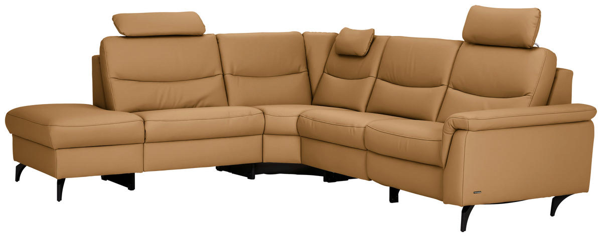 ECKSOFA in Echtleder Karamell  249/280 cm  - Anthrazit/Karamell, Design, Leder/Metall (249/280cm) - Himolla Komfortklass